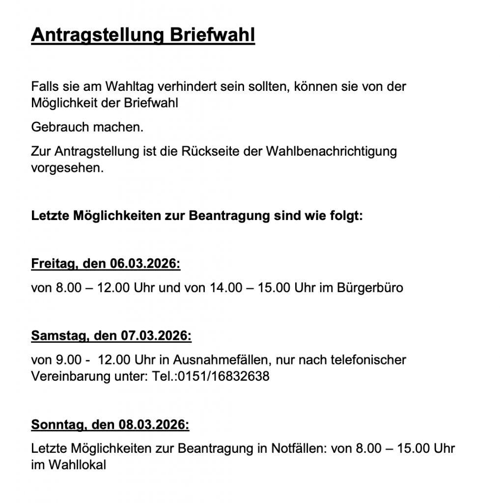 Antrag zur Briefwahl