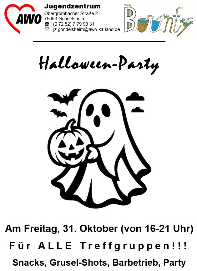 Plakat Halloween Party Jugendzentrum Bounty