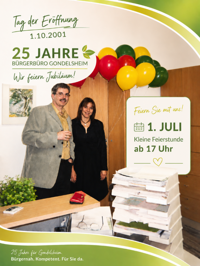 Plakat 25 Jahre Bürgerbüro Gondelsheim